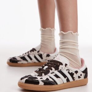 Adidas Women's Black and White Cow Print Sneakers
